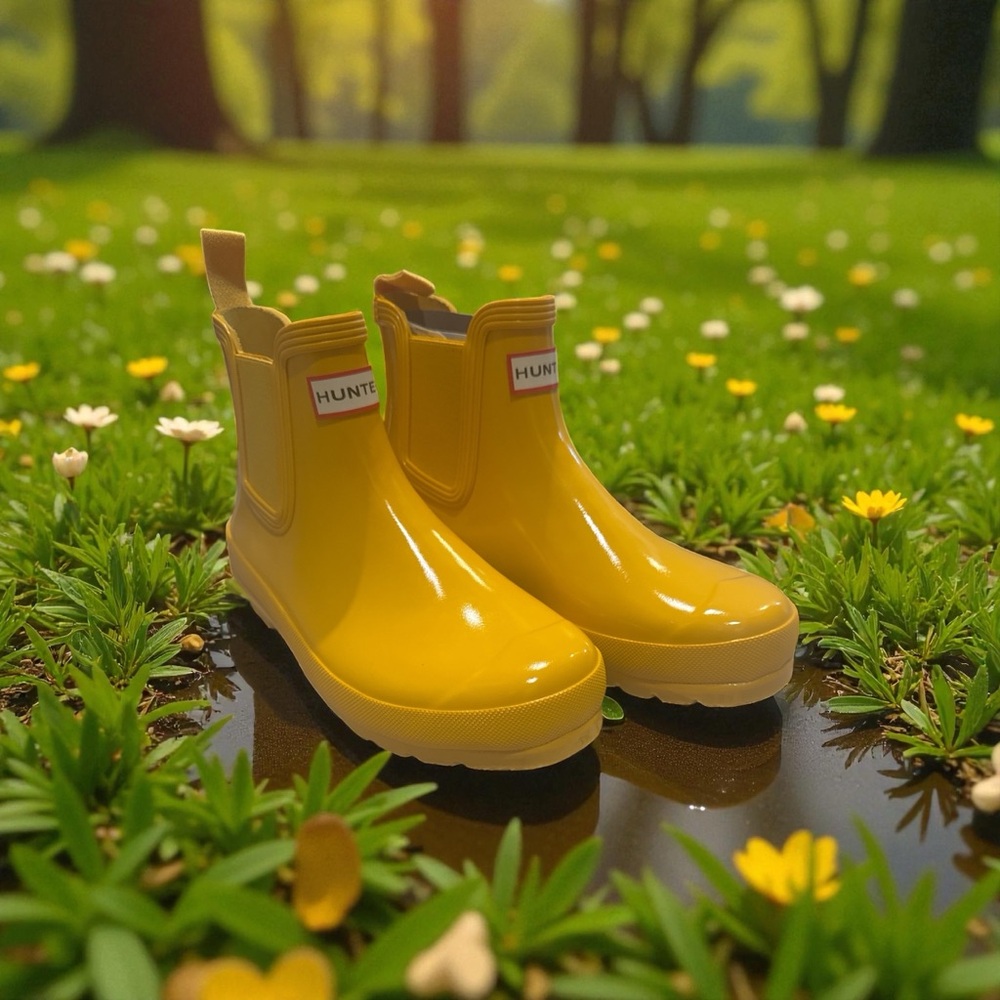 Woman’s Hunter short Yellow Rain Boots (glossy)